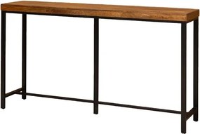 Consolă din lemn de mango, cu blat maro antichizat și picioare din metal negru, finisaj satinat, 180.5×40×98.5 cm, „Kirt"