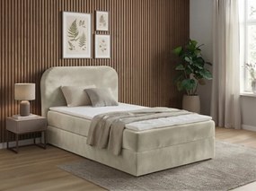 Pat tapițat boxspring FORENA 90x200 cm crem Saltea: Saltea cu arcuri Bonell
