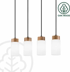 Lustră suspendată pe cablu MARKUS, 4 x E27, 15W, 230V, negru/stejar