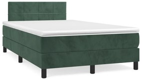 3269840 vidaXL Pat box spring cu saltea, verde închis, 120x190 cm, catifea