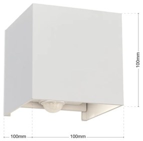 Aplica LED ambientala de exterior cu senzor de miscare IP54 CUBE-S alba