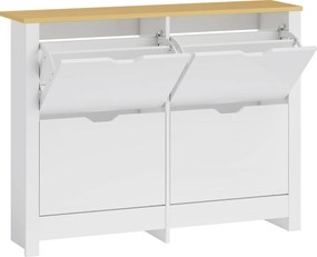 HOMCOM Pantofar Modern pentru max. 16 Perechi, cu 4 Sertare Reglabile și Detașabile, din Lemn, 105x26x80 cm, Alb | Aosom Romania