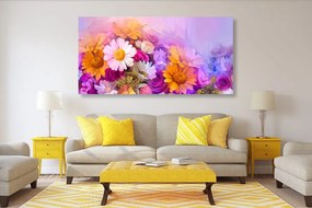 Tablou pictură în ulei a florilor colorate
