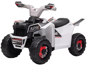 HOMCOM Quad electric pentru copii vehicul cu baterie 6V cu mers înainte și înapoi 70L x 41,5l x 48,5H cm Alb | Aosom Romania