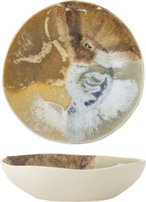 Bol din ceramică artizanală, maro antichizat, finisaj patinat, 26.5×7 cm, „Lacey"