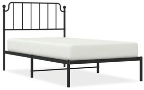 373882 vidaXL Cadru de pat din metal cu tăblie, negru, 100x200 cm