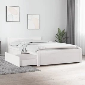 3103484 vidaXL Cadru de pat cu sertare, alb, 90x200 cm