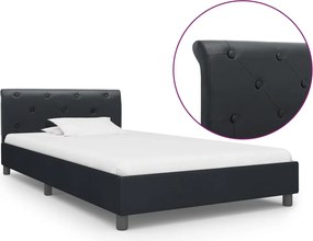 vidaXL Cadru de pat, negru, 90 x 200 cm, piele ecologică