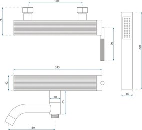 Baterie pentru cadă REA Argon Brush Gold