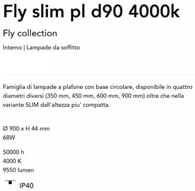 Plafoniera LED XXL moderna Fly slim pl d90 4000k alba