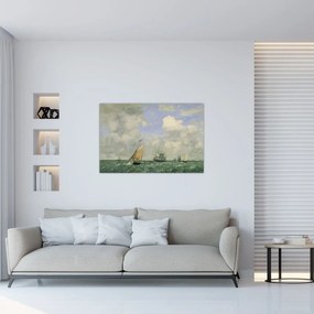 Tablou - Eugène Boudin, Ships and Sailing Boats Leaving Le Havre, reproducere (90x60 cm)