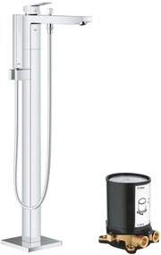 Set baterie cadă-duș Grohe Eurocube 23672001, element de fixare pe podea Grohe 45984001