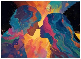 Tablou pe sticlă - Dragoste cosmică (70x50 cm)