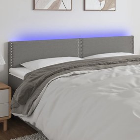 3121487 vidaXL Tăblie de pat cu LED, gri închis, 180x5x78/88 cm, textil