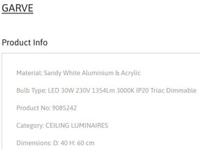 Lustra LED aplicata ajustabila GARVE alba 30W
