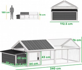 PawHut Coteț din Lemn pentru Găini cu Cuib și Acoperiș Rabatabil, pentru 4-8 Păsări | Aosom Romania