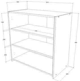 Comoda haaus Malmo, 2 Usi, Stejar Alb/Antracit, 81 x 42 x 80 cm