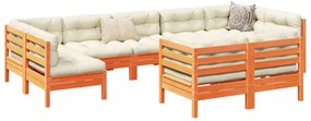 vidaXL Set mobilier de grădină cu perne, 9 piese, lemn masiv de pin