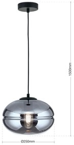 Lustra / Pendul vintage design decorativ RICHARD negru/fumuriu