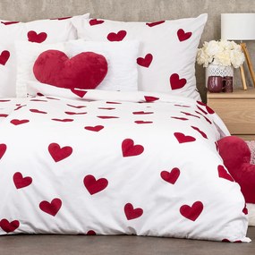 Lenjerie de pat din bumbac 4Home Red Hearts , 220x 200 cm, 2 bucăți 70 x 90 cm, 220 x 200 cm, 2 buc. 70 x 90 cm