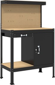 vidaXL Banc de lucru Negru 90 x 49 x 141 cm Lemn aranjat și metal