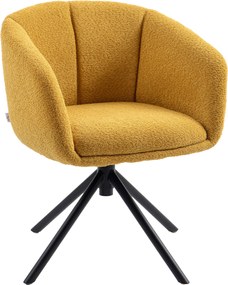 HOMCOM Fotoliu, scaun tapițat cu cupă de șezut confortabilă, rotativ, tapițerie moale, până la 120 kg, Galben | Aosom Romania