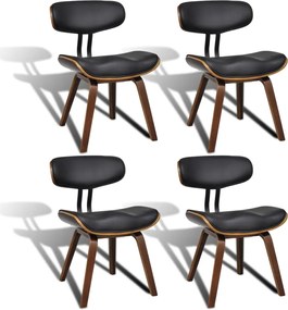 vidaXL Scaune de bucătărie, 4 buc, crem, lemn curbat & piele ecologică