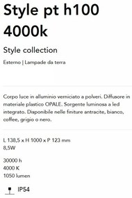 Stalp LED Exterior, Cafeniu, Protectie IP54, Style pt h100 4000k