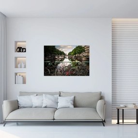 Tablou cu bicicleta în oraș (90x60 cm)
