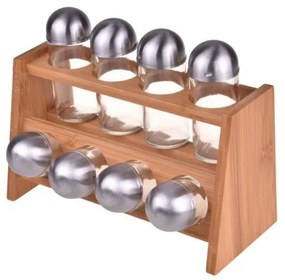 Suport din bambus cu 8 recipiente pentru condimente Bambum Despacito