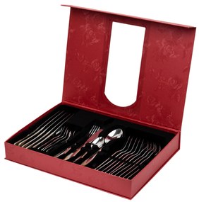 Set 24 tacamuri cu model, stainless stell, pentru 6 persoane, RAWI-004,gold