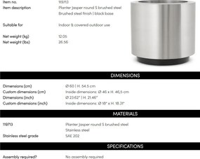 Ghiveci, Vas decorativ din otel inoxidabil Jasper S