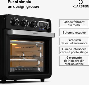 Klarstein Friteuza cu aer cald Air Glaze, 2000 W, 34 litri, fereastră panoramică, incl. set de accesorii
