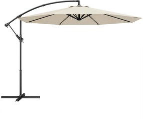 Outsunny Umbrelă Excentrică Ø300 cm cu Bază Încrucișată Copertină Reglabilă și Manivelă UPF30+ pentru Terasă Curte Alb Crem | Aosom Romania