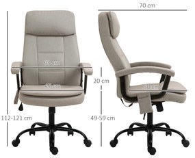 Vinsetto Scaun de birou cu funcție de masaj, scaun de gaming reglabil în înălțime cu funcție de masaj, scaun ergonomic de birou, scaun de masaj pentru coloana lombară cu senzație de in/out, Bej 63 x 70 x 112-121 cm | Aosom Romania