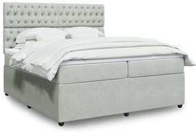 vidaXL Pat box spring cu saltea, gri deschis, 200x200 cm, catifea
