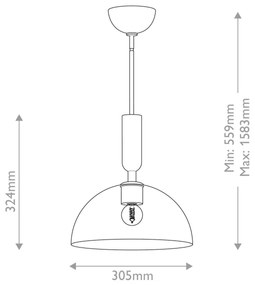 Alora Mood ALM-JUDE-P-MB-CL - Lampă suspendată pe tijă JUDE 1xE27/60W/230V neagră
