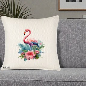 Perna Decorativa Raton in Halat Roz, 40x40 cm, Crem Reliefat, Husa Detasabila, Perna Inclusa, BEKZ®