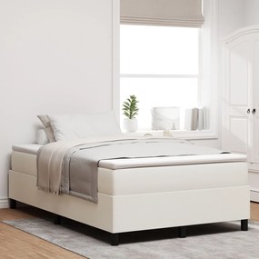 vidaXL Pat Box Spring cu saltea crem - 120 x 200 cm, din catifea