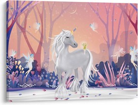 Tablou - Unicorn în pădurea fermecată (70x50 cm)