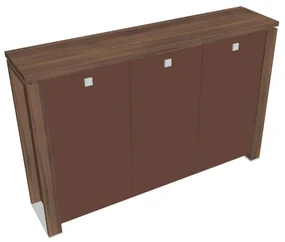 Dulap mediu Verno+ S 200 x 46 x 130 cm, uși de sticlă, nuc / maro