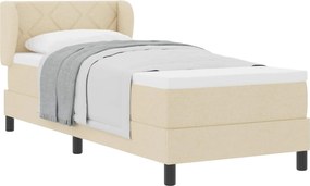 vidaXL Pat cu arcuri cu saltea cu headboard Crem 80 x 200 cm țesătură