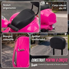 AIYAPLAY Motocicletă Electrică pentru Copii 1,5-3 Ani Mini Vespa Gts 7,2V, Roz | Aosom Romania