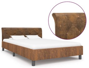 284890 vidaXL Cadru de pat, maro, 120 x 200 cm, piele întoarsă ecologică
