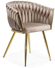 Scaun living modern din catifea cu picioare metalice BUC 261 bej