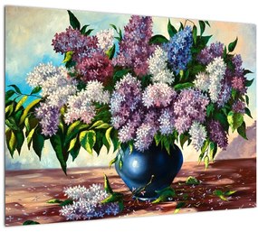 Tablou pe sticlă - Buchet de liliac (70x50 cm)