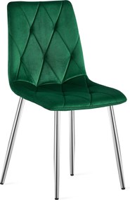 Scaun Bucatarie/Dining Fido ,Picioare Cromate, Catifea Gri Verde