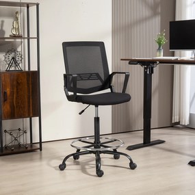 HOMCOM Scaun de birou, chaise bureau ergonomique cu înălțime și suport pentru picioare reglabile, 66,5 x 70,5 x 118-139,5 cm, negru | Aosom Romania