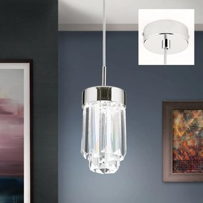 Pendul LED cu cristal K9 design elegant PRISM crom