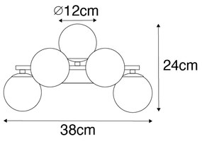 Aplică modernă neagră cu sticlă fumurie cu 5 lumini - Bianca